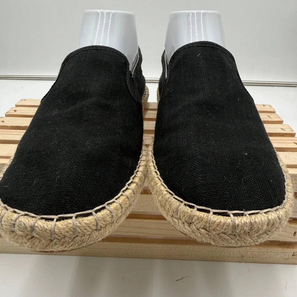 OluKai Espadrilles Kaula Pa'a Kapa Linen Drop-In Heel Black Womens 7.5